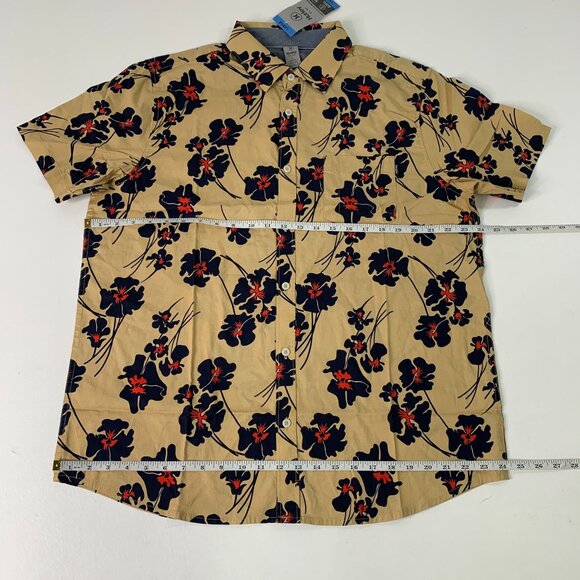 Hurley Men's Shirt L Button Front Hawaiian Stretch Shirt Tan Floral Print L - Picture 3 of 8